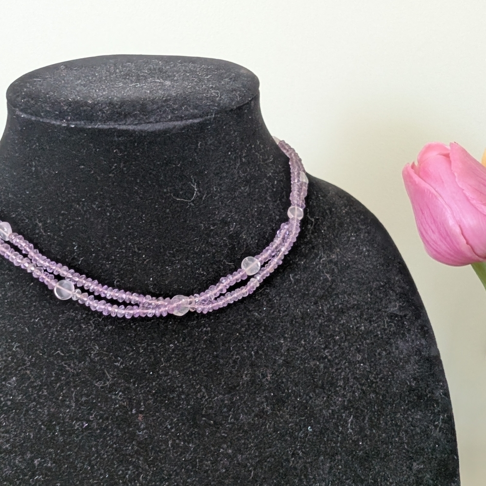 Vintage Purple Beaded Necklace - Picture 8 of 9